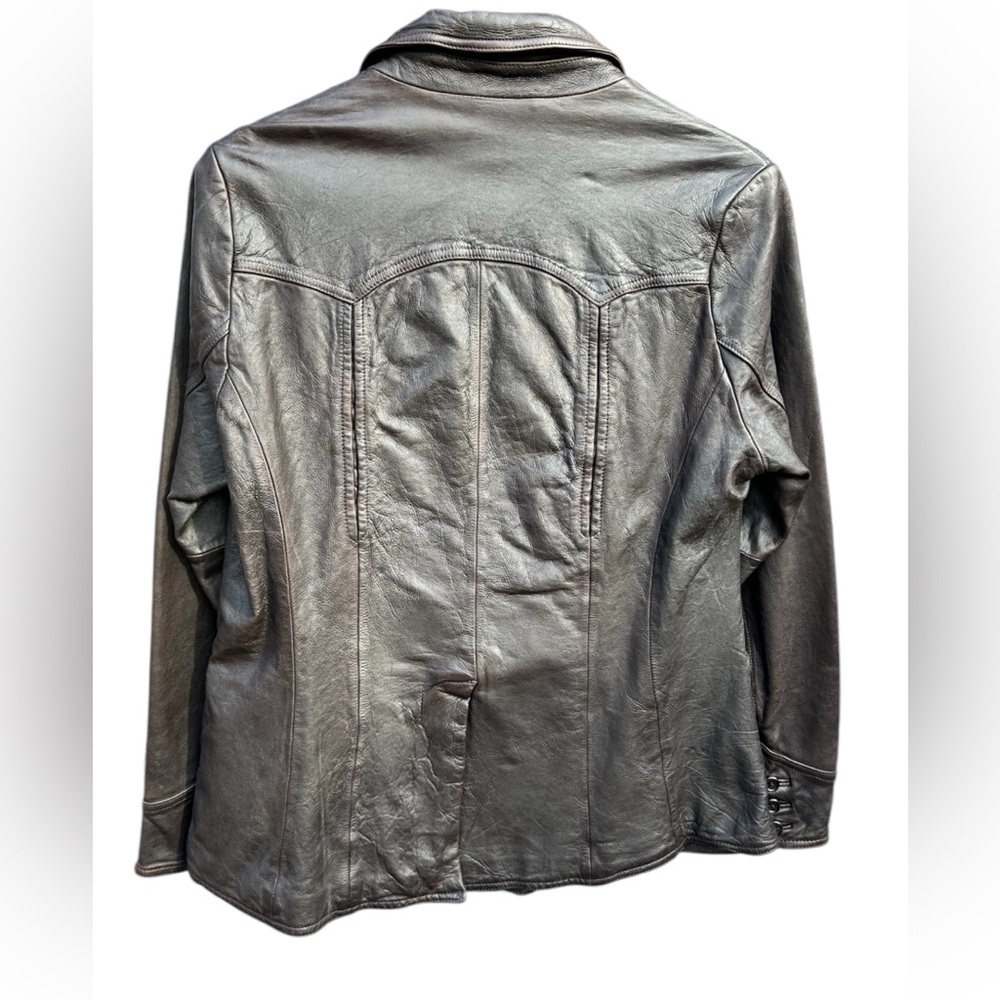 GAP Women's Brown Cow Leather Jacket Spring 03 Size L - Picture 2 of 10